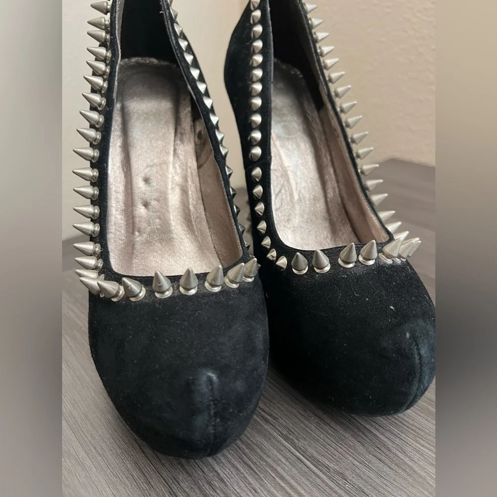 Jeffrey Campbell Madame Spike Suede Studded Platform Pump - Picture 3 of 7